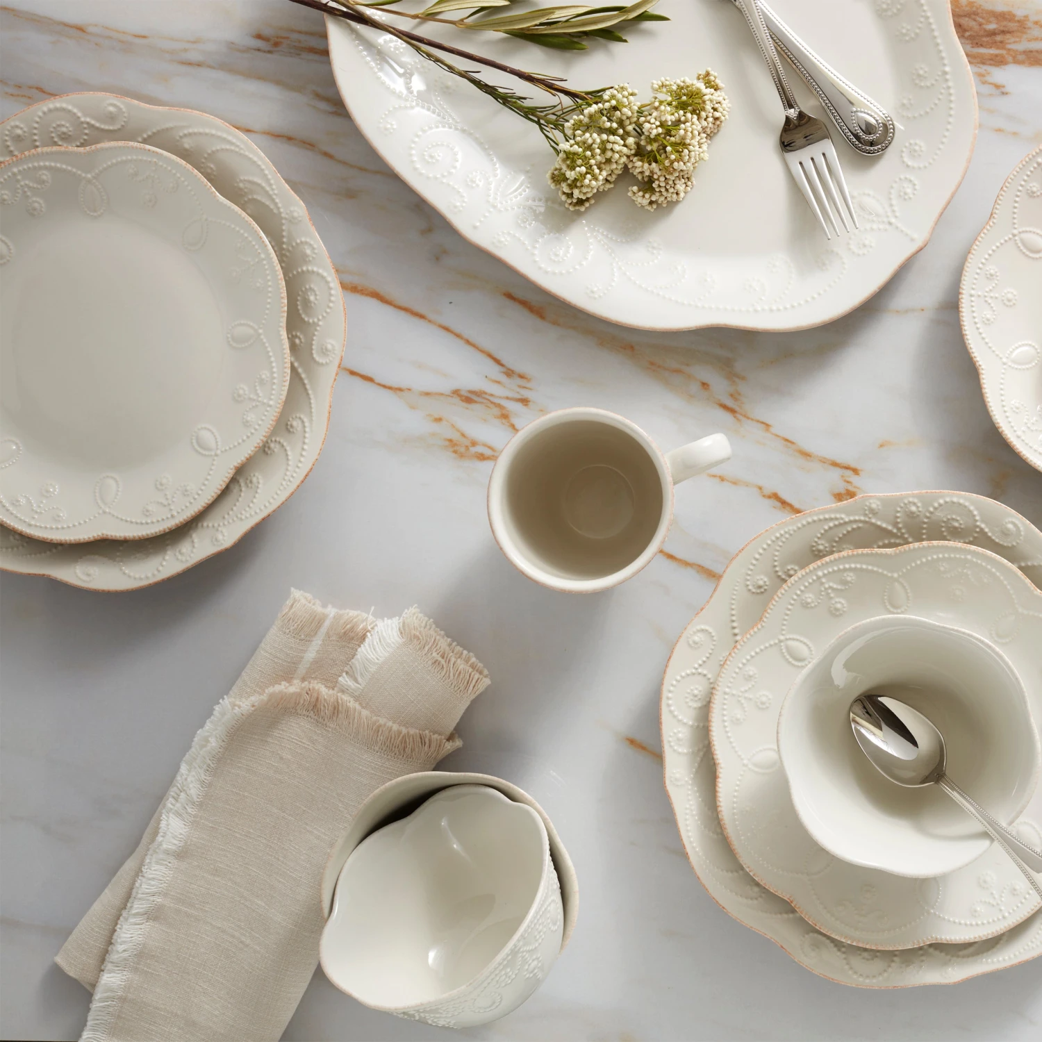 Lenox French Perle 12-Piece Plate & Mug Dinnerware Set - Image 3