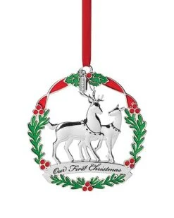 Lenox 2022 Our 1st Christmas Metal Deer Ornament Home