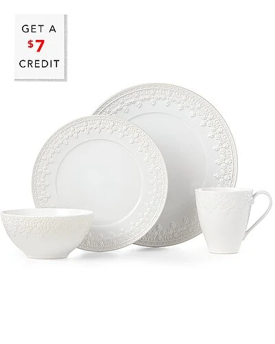 Lenox Chelse Muse Fleur White 4Pc Place Setting With $7 Credit Home