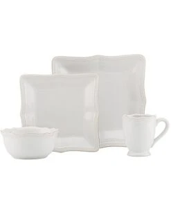 Lenox French Perle Bead White Square 4Pc Place Setting With $8 Credit Home