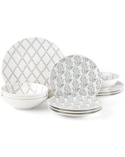 Lenox Textured Neutrals Chambray 12pc Set With $16 Credit Home