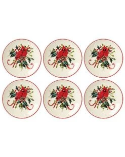 Lenox Winter Greetings Set Of 6 Cardinal Party Plates Home