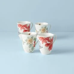 Lenox Butterfly Meadow Holiday 4-Piece Mug Set