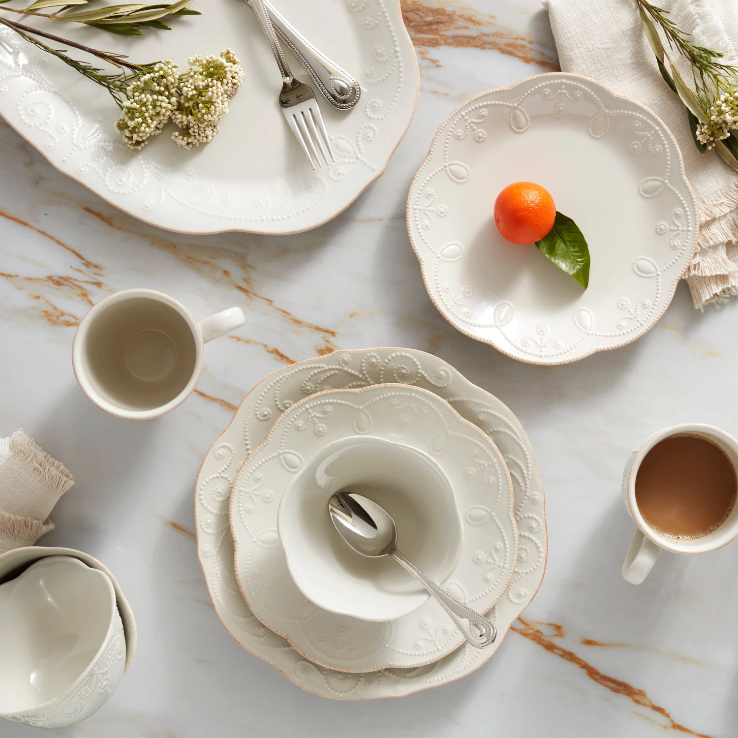 Lenox French Perle 12-Piece Plate & Mug Dinnerware Set - Image 5