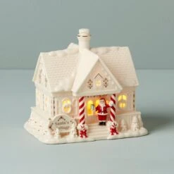 Lenox Mistletoe Park Light-Up Santa's Cottage Figurine