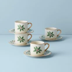 Lenox Holiday Espresso Cup & Saucer, S/4