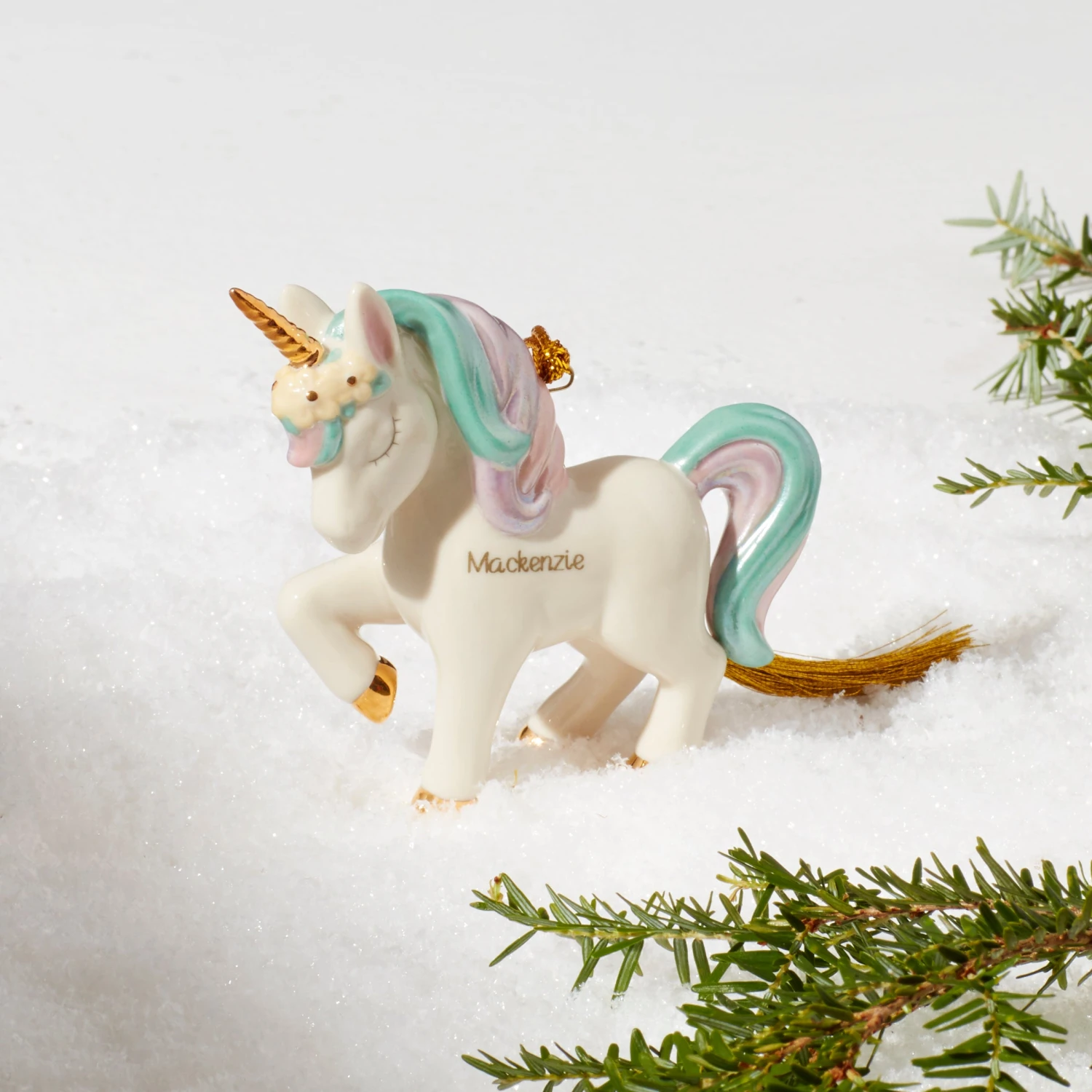 Lenox Personalized Prancing Unicorn Ornament - Image 3
