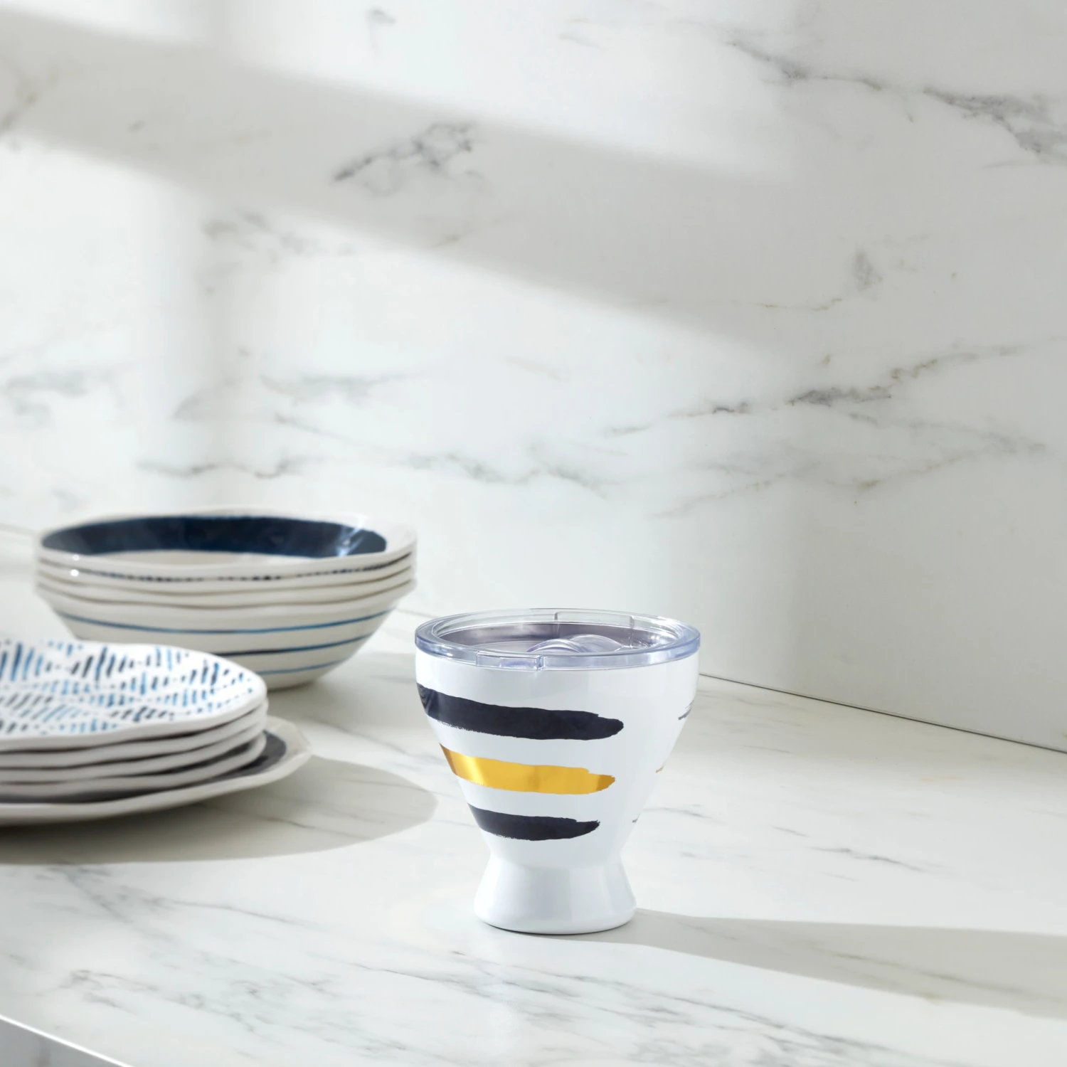 Lenox Blue Bay Stripe Stainless Steel Cocktail Tumbler - Image 2